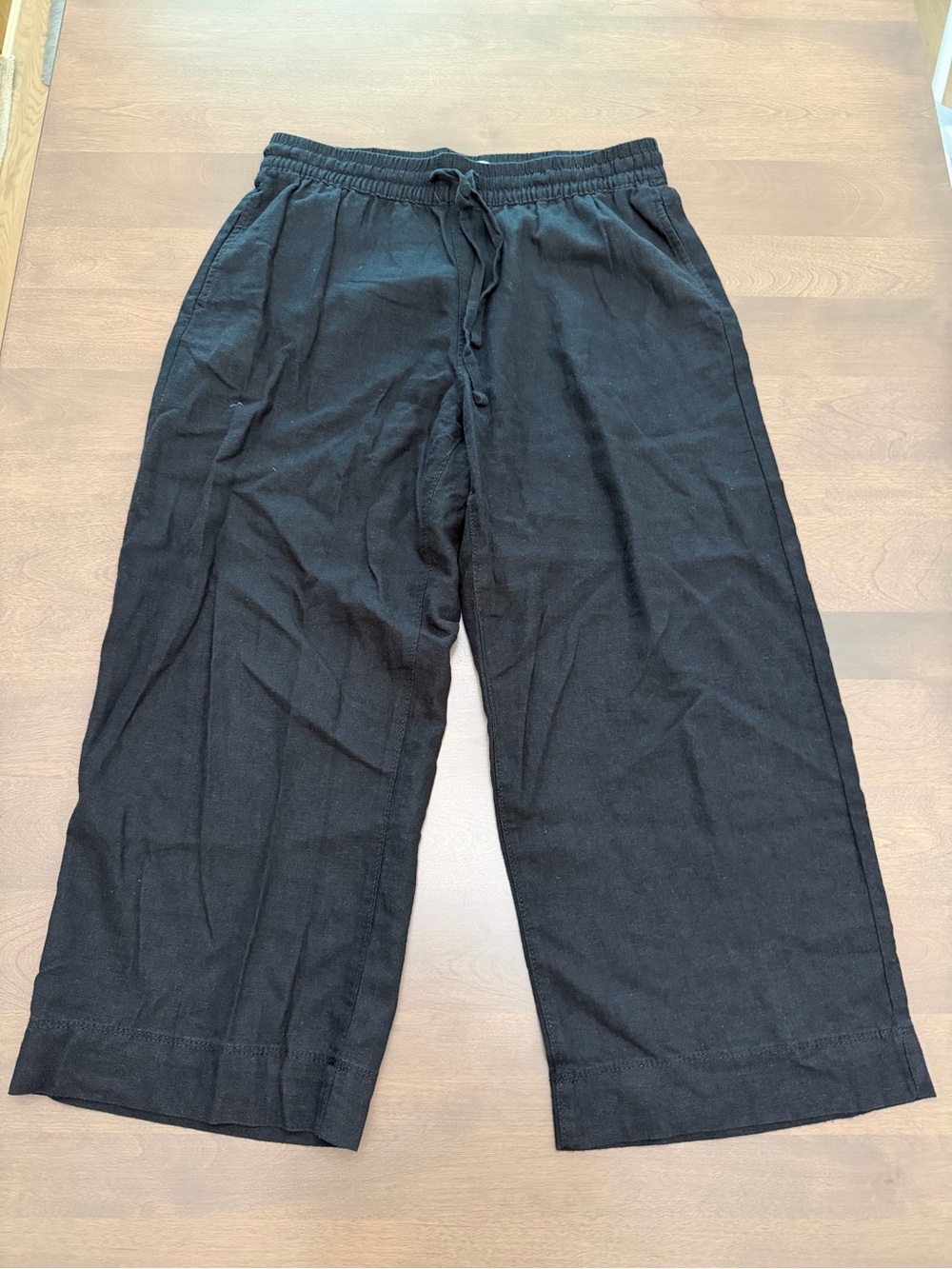 Sonoma Black Linen Blend Wide Leg Pull On Pants Size PM